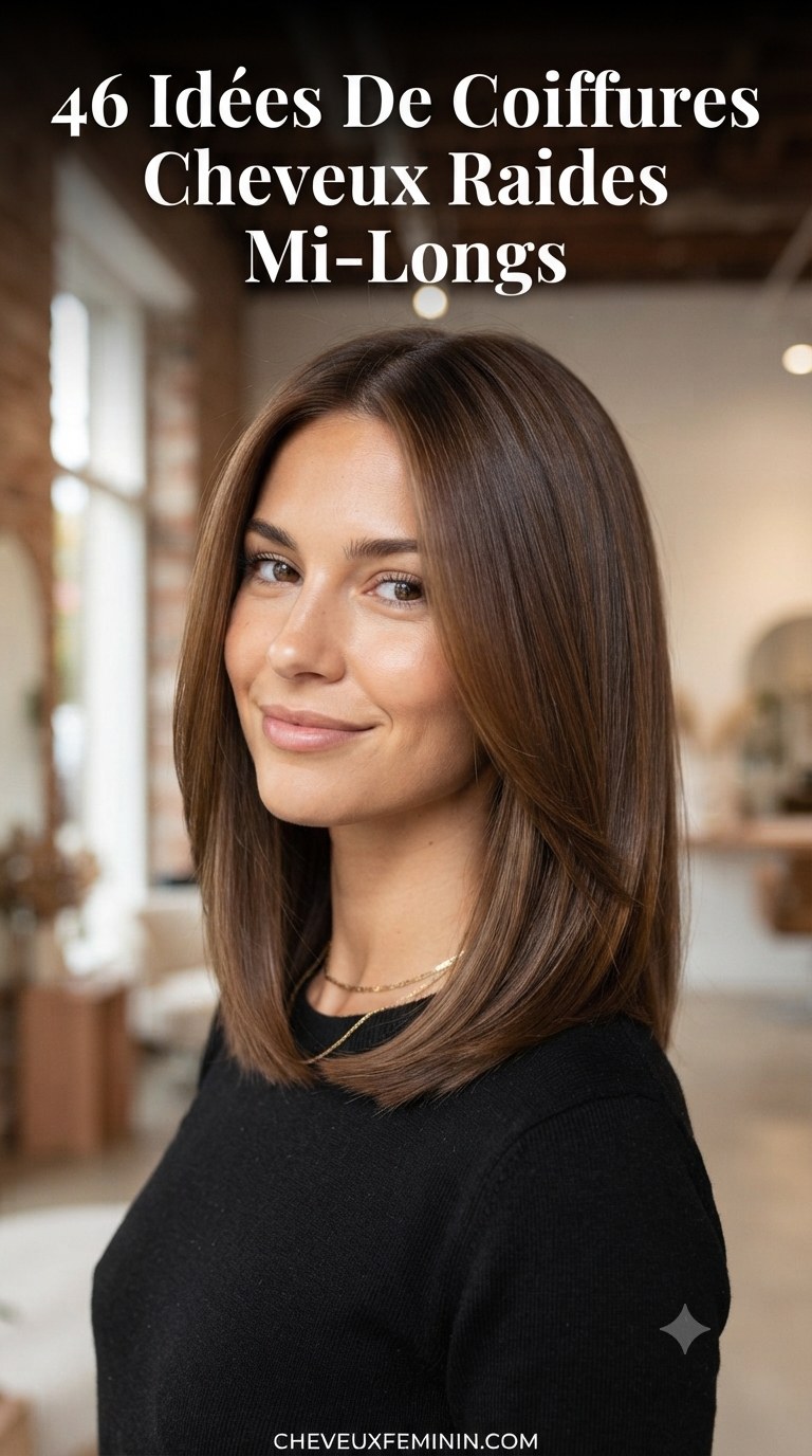 46 Idées De Coiffures Cheveux Raides Mi-Longs