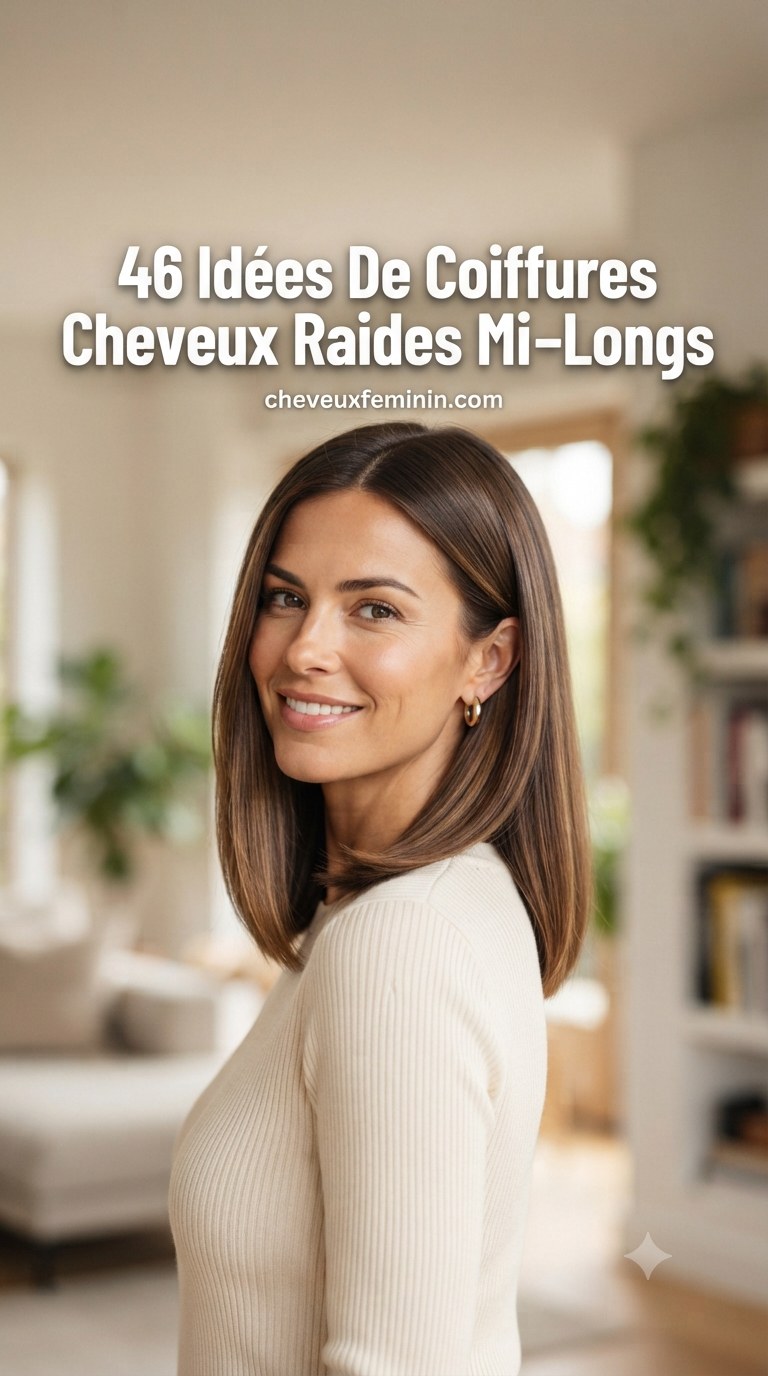 46 Idées De Coiffures Cheveux Raides Mi-Longs