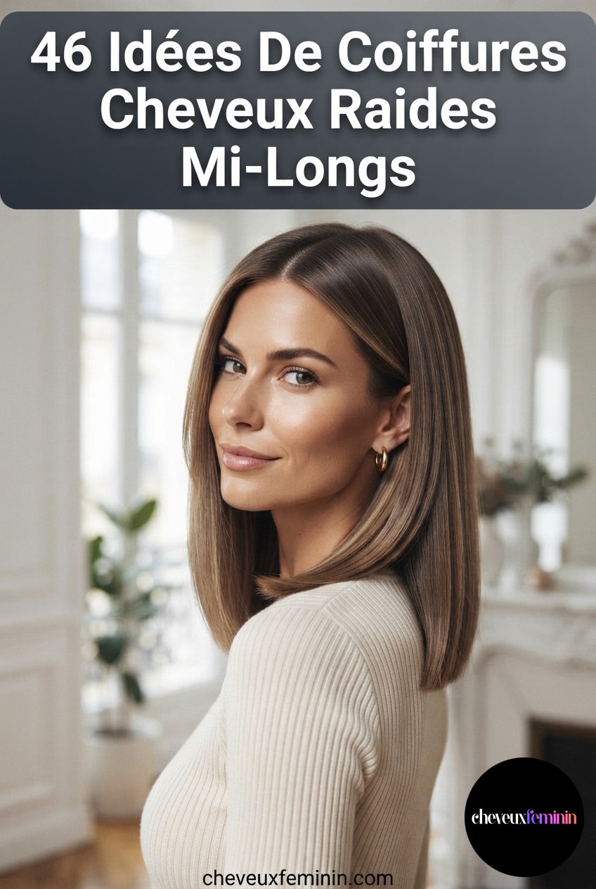 46 Idées De Coiffures Cheveux Raides Mi-Longs