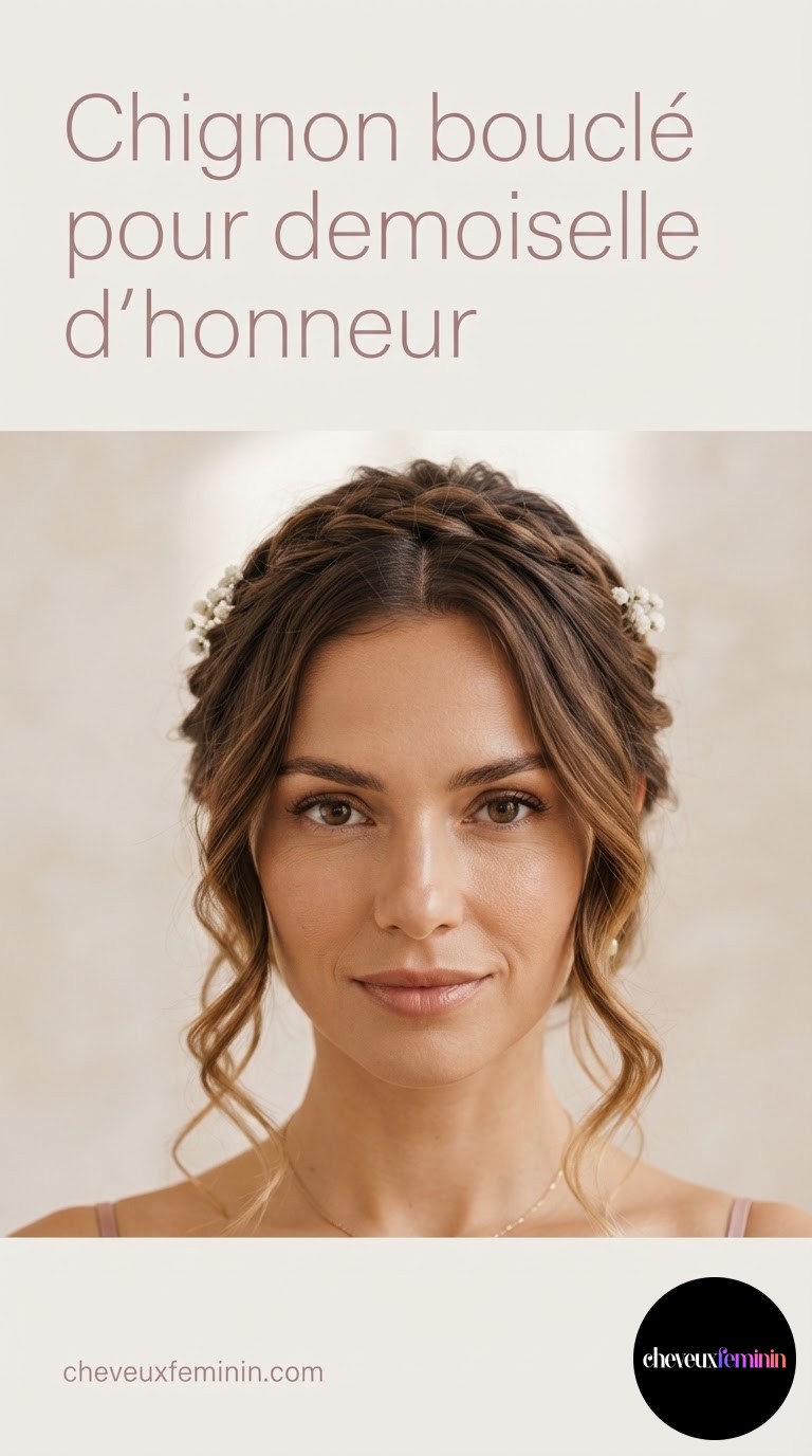 Chignon bouclé pour demoiselle d’honneur