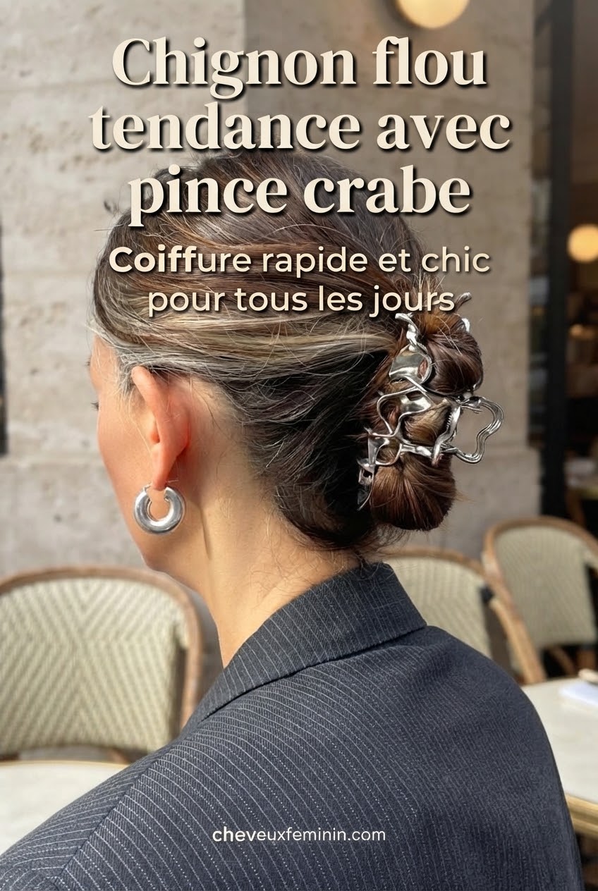 Chignon flou tendance avec pince crabe
