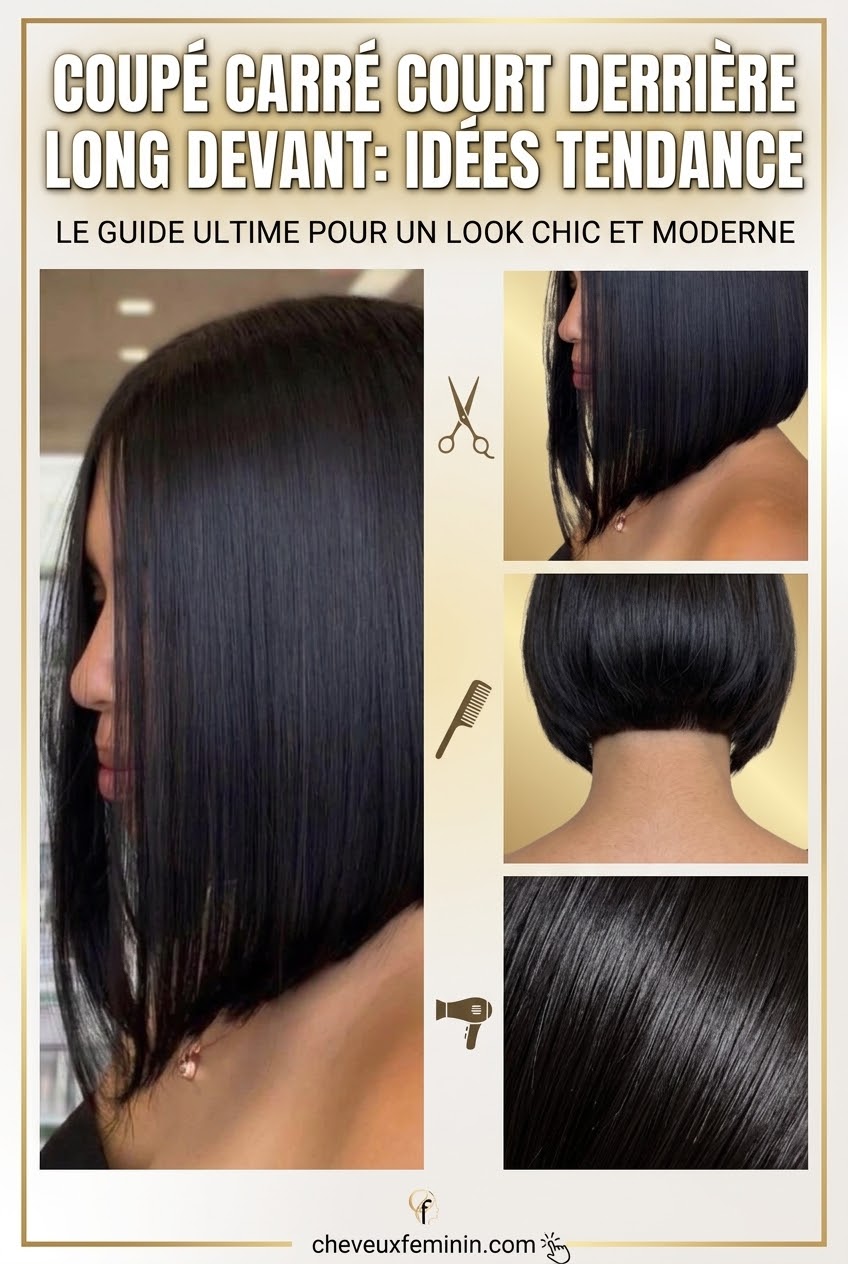 Coupe carré court derrière long devant idées tendance