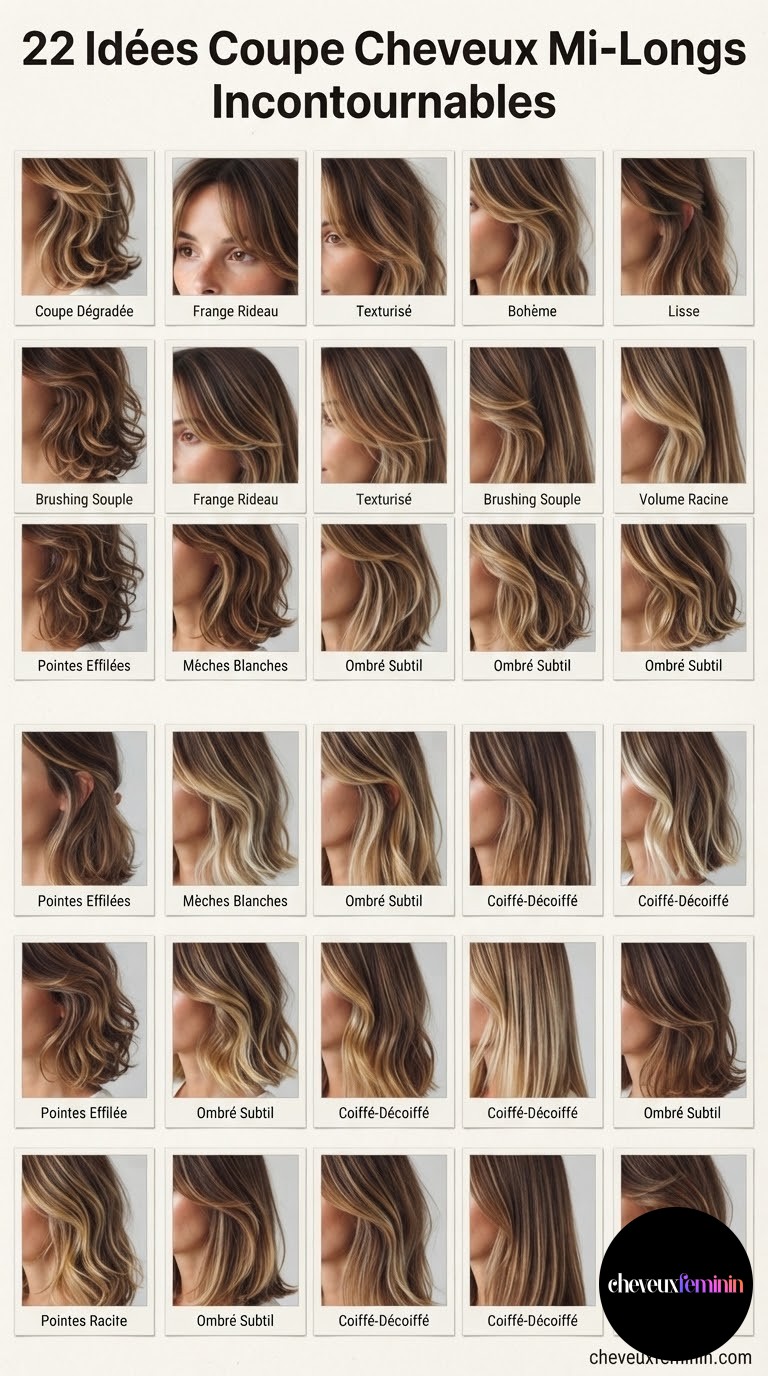22 Idées Coupe Cheveux Mi-Longs Incontournables