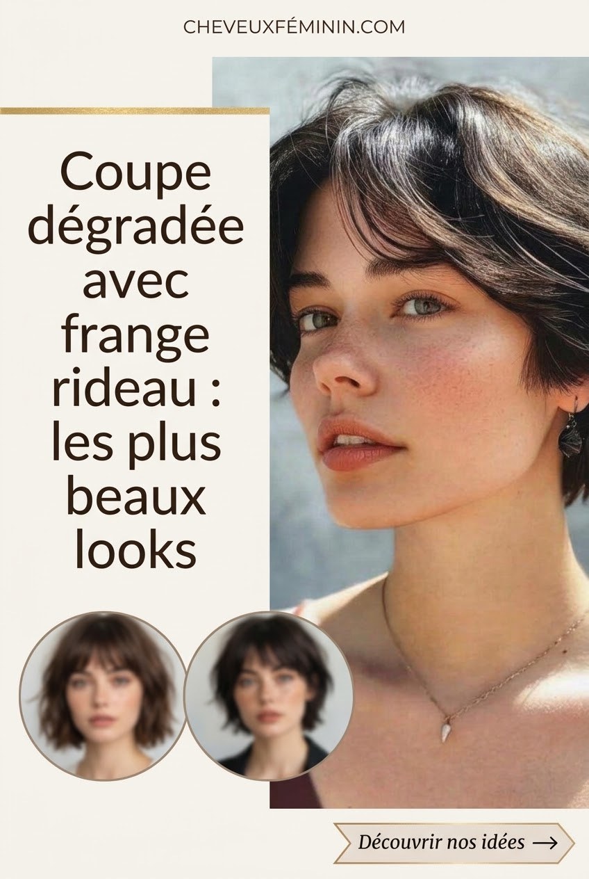Coupe dégradée avec frange rideau : les plus beaux looks