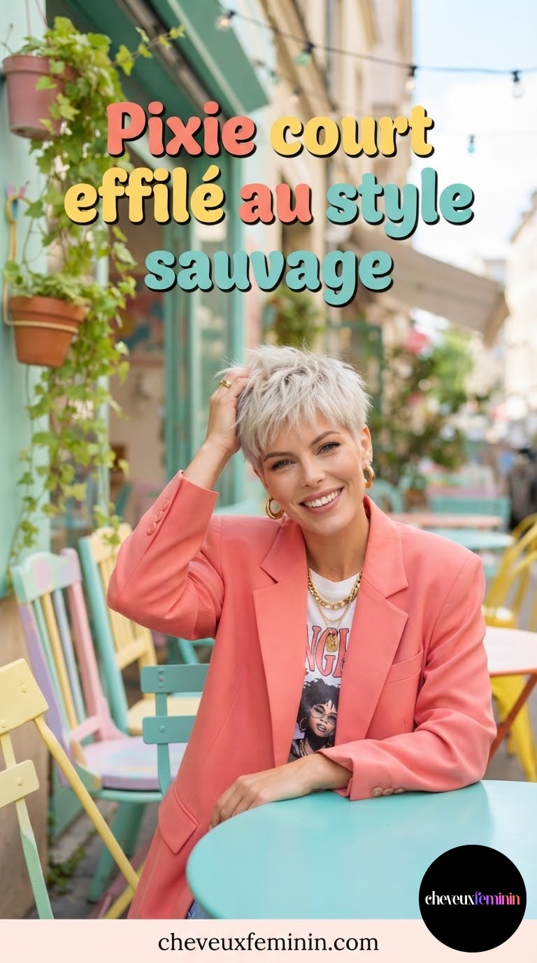Pixie court effilé au style sauvage