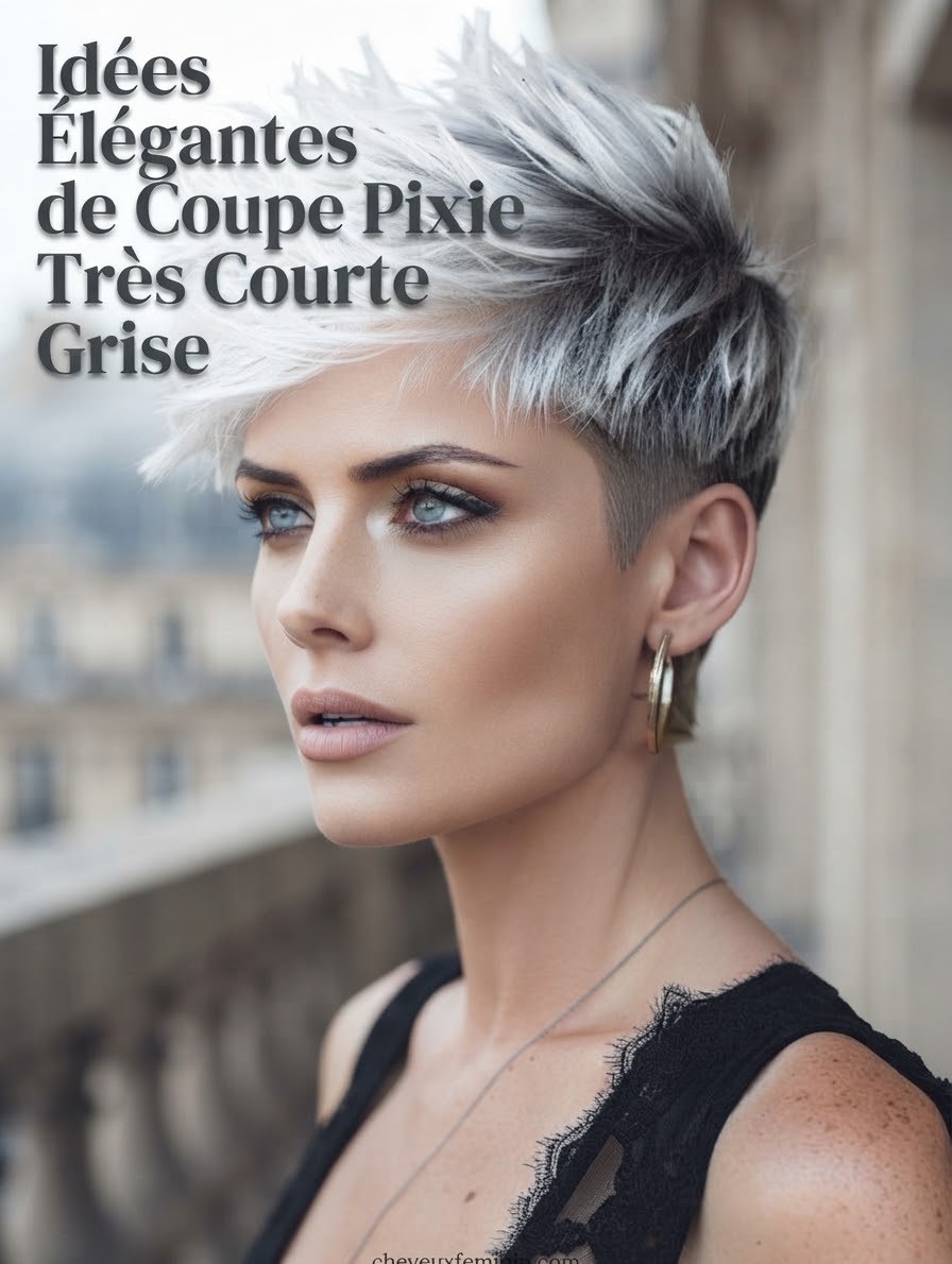 Idées Élégantes de Coupe Pixie Très Courte Grise