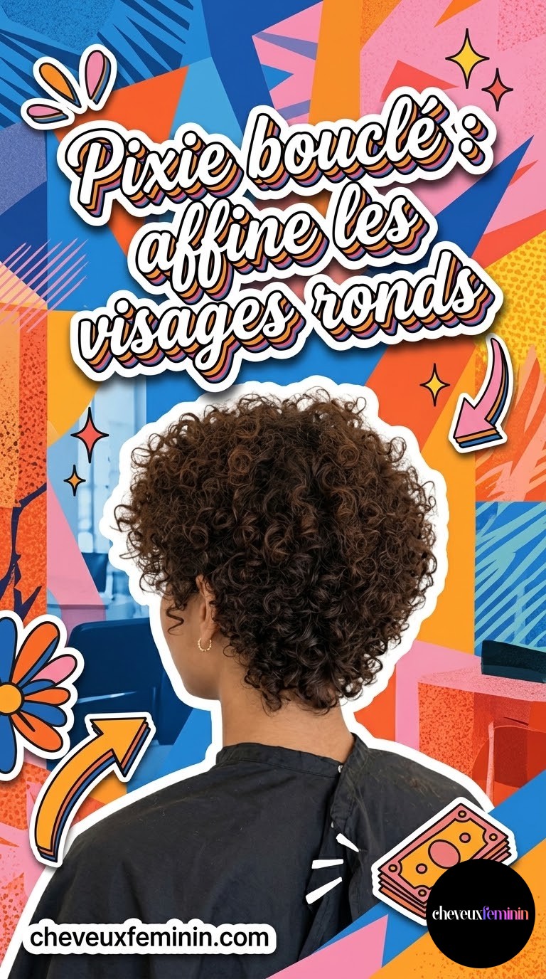 Pixie bouclé : affine les visages ronds
