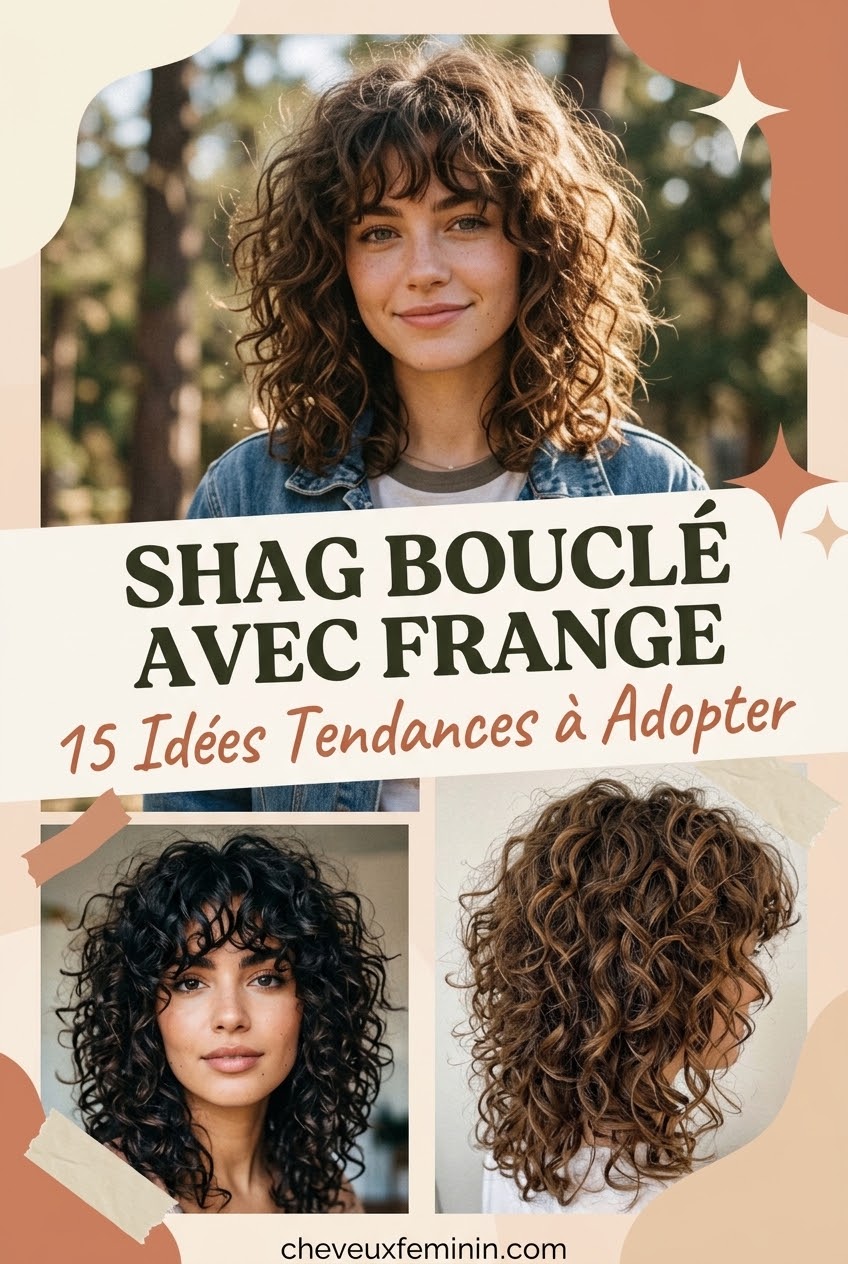 Shag Bouclé avec Frange : 15 Idées Tendances à Adopter