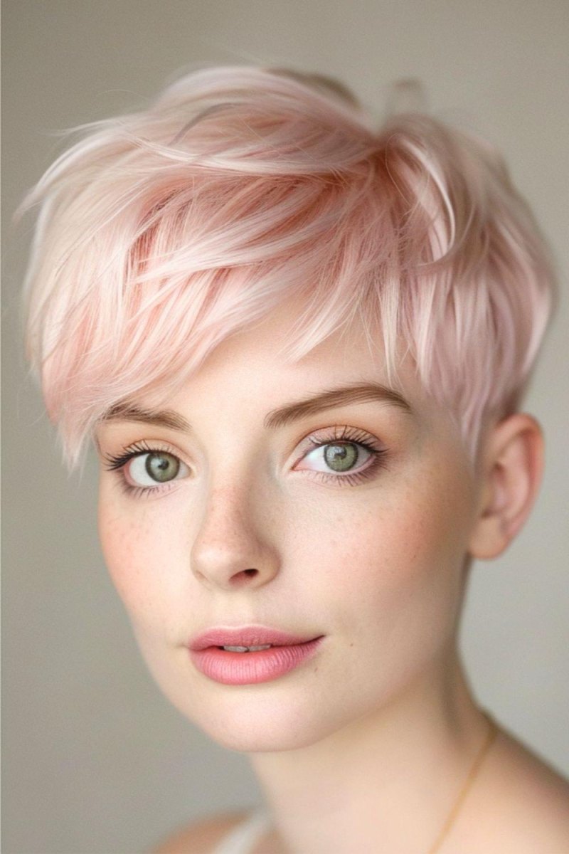 Pixie courte féminine platine rosé