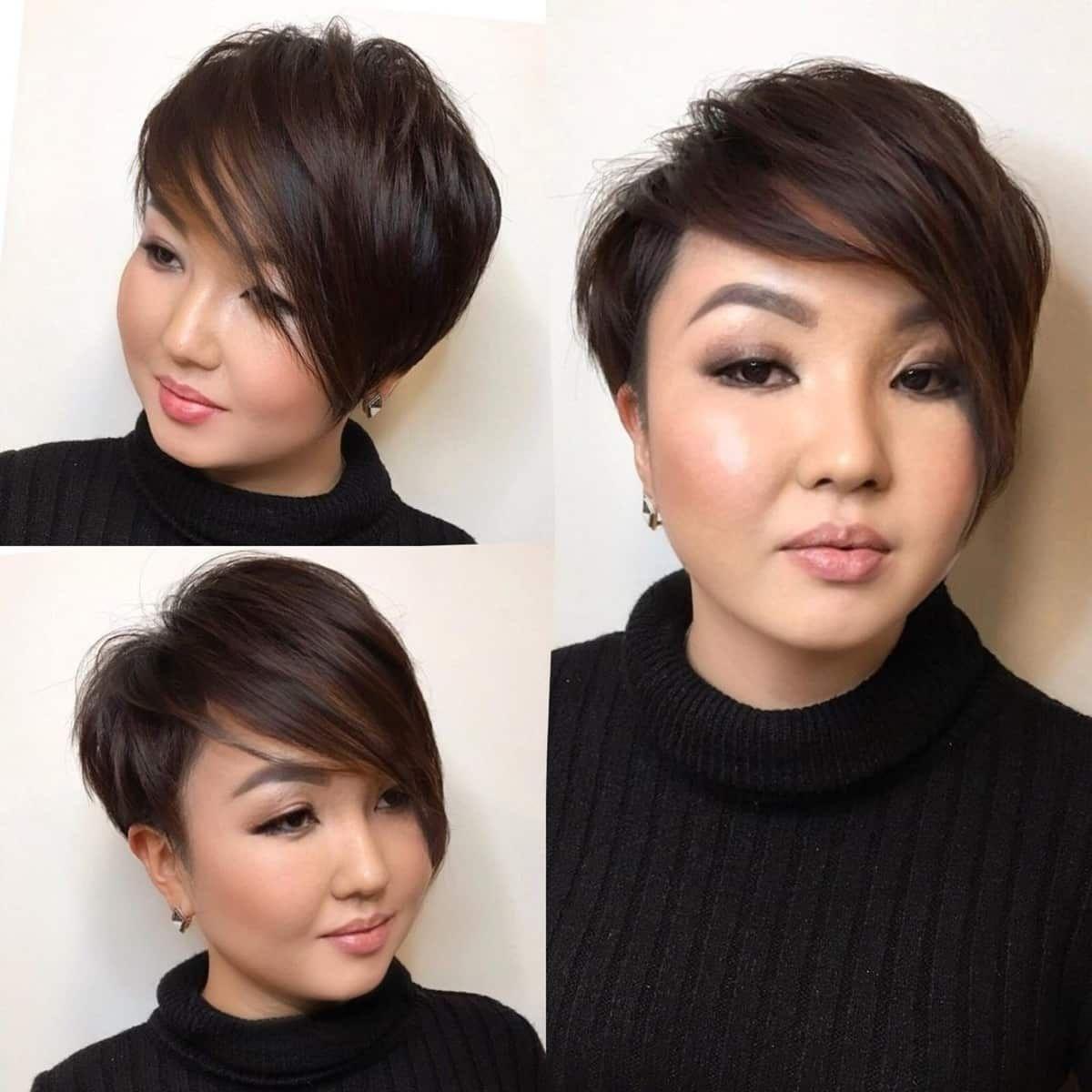 Pixie cut asymétrique visage rond