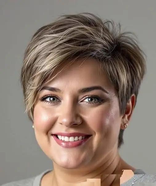 Pixie cut effilée femme visage rond