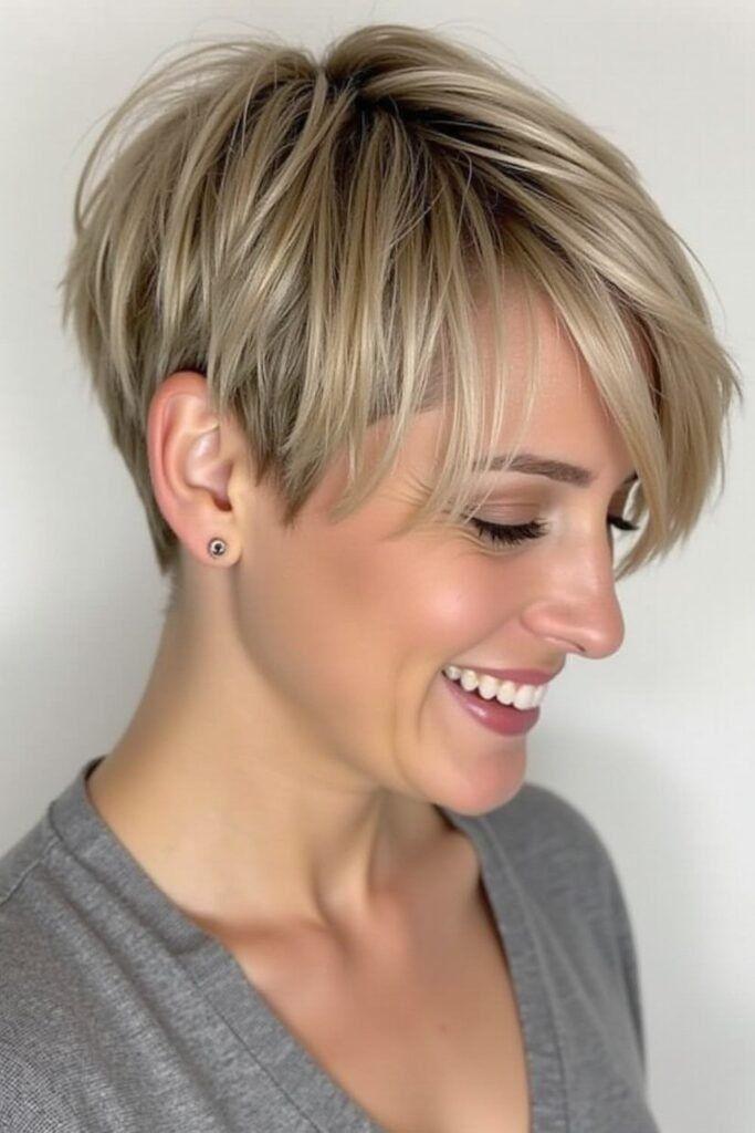 Pixie frange effilée cheveux fins