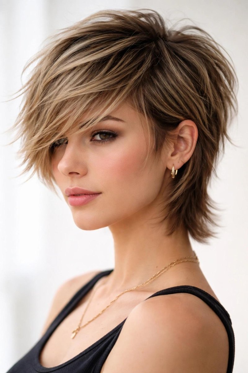 Pixie shag court asymétrique