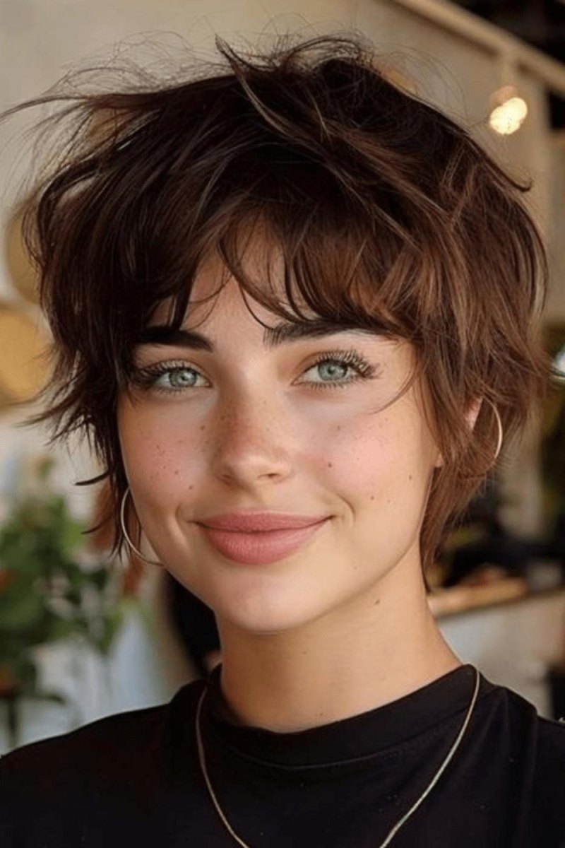 Pixie shag avec frange effilée