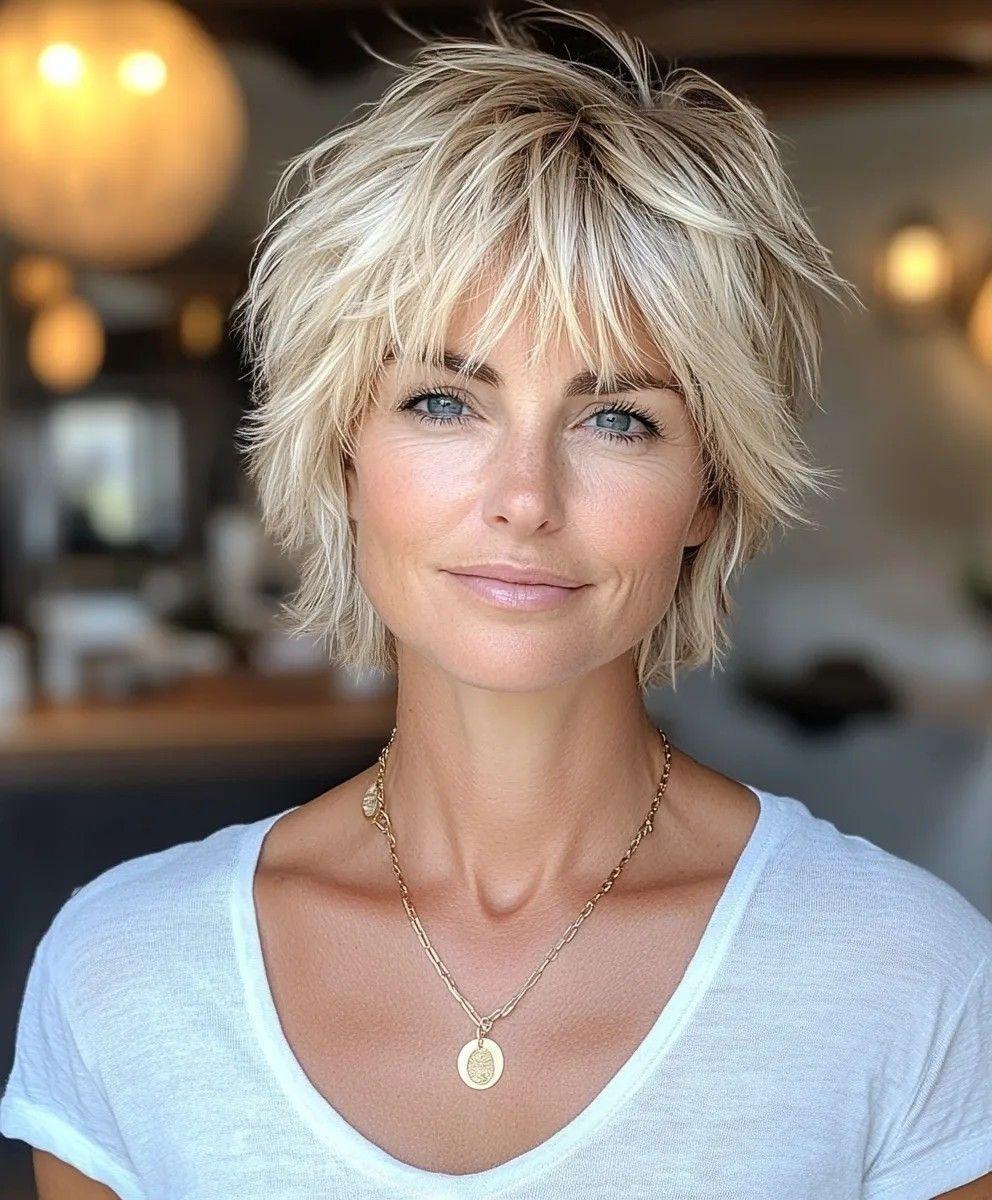 Pixie shag blond moderne