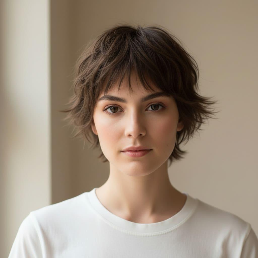 Pixie shag brun naturel