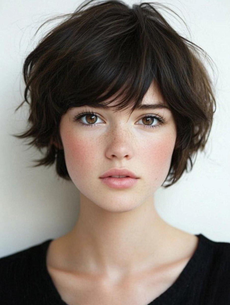 Pixie shag visage ovale