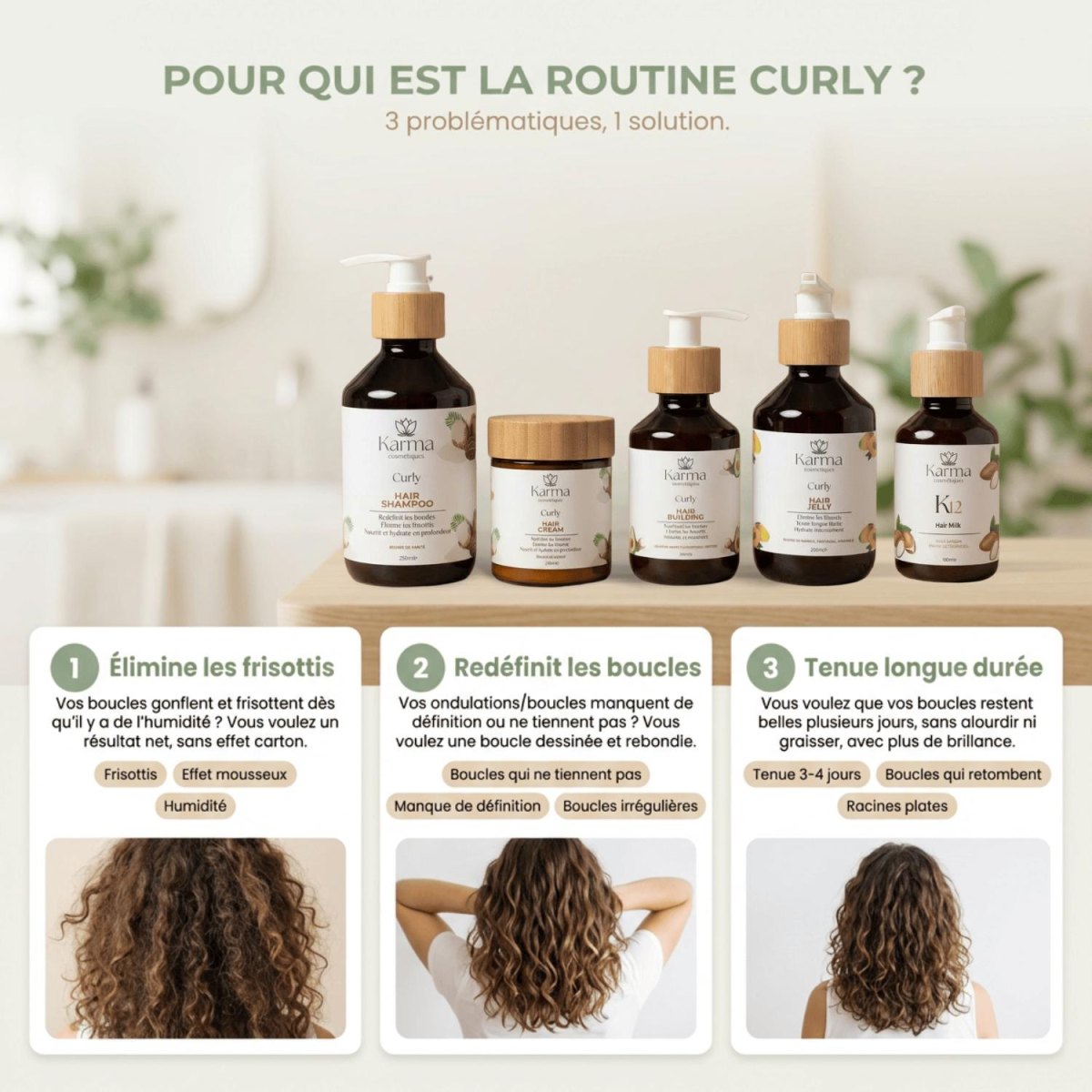 Cheveux bouclés naturels sans frisottis