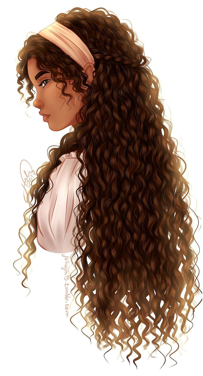 Cheveux longs bouclés illustration