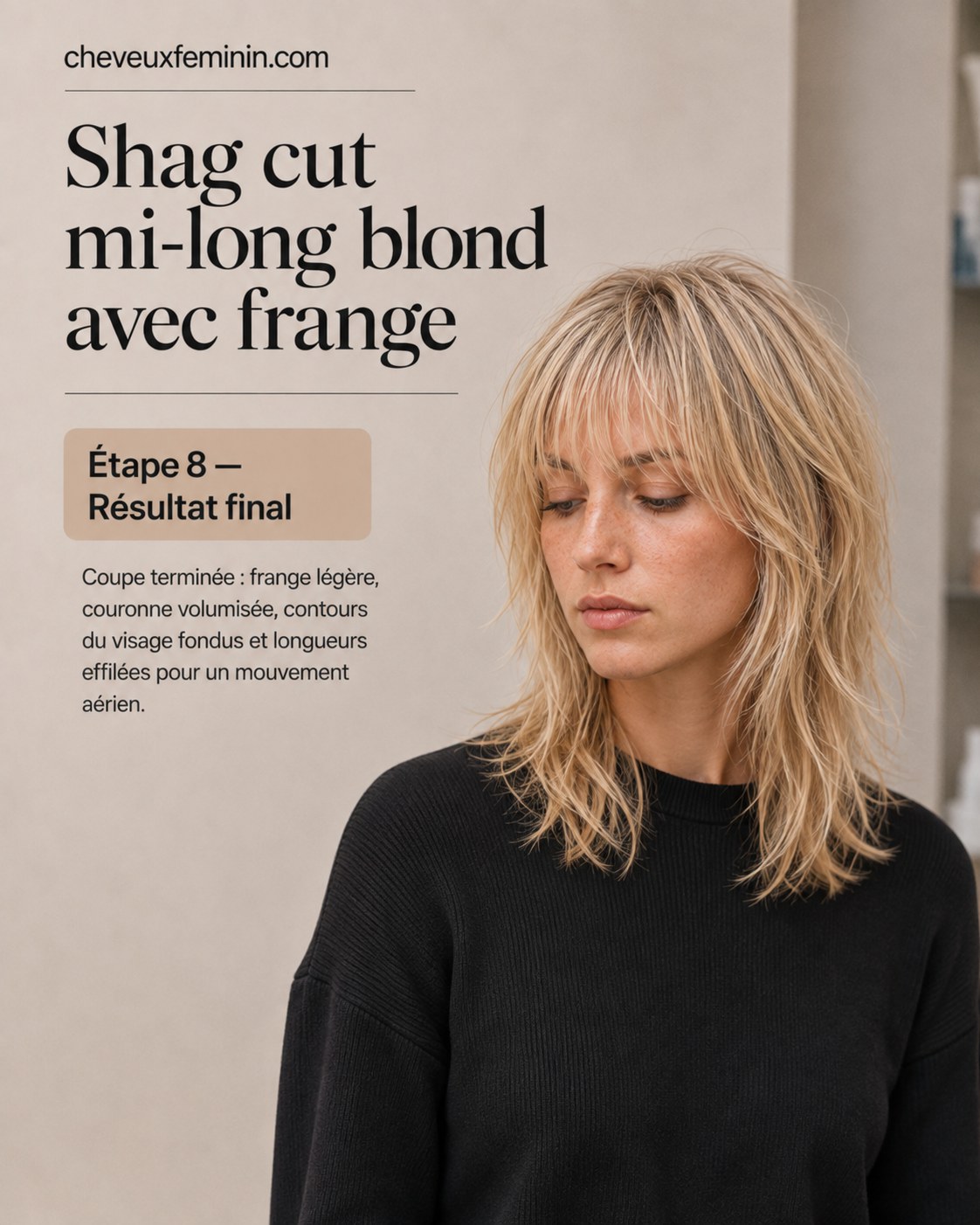Shag Cut Mi-Long Blond Avec Frange - La Coupe Expliquée