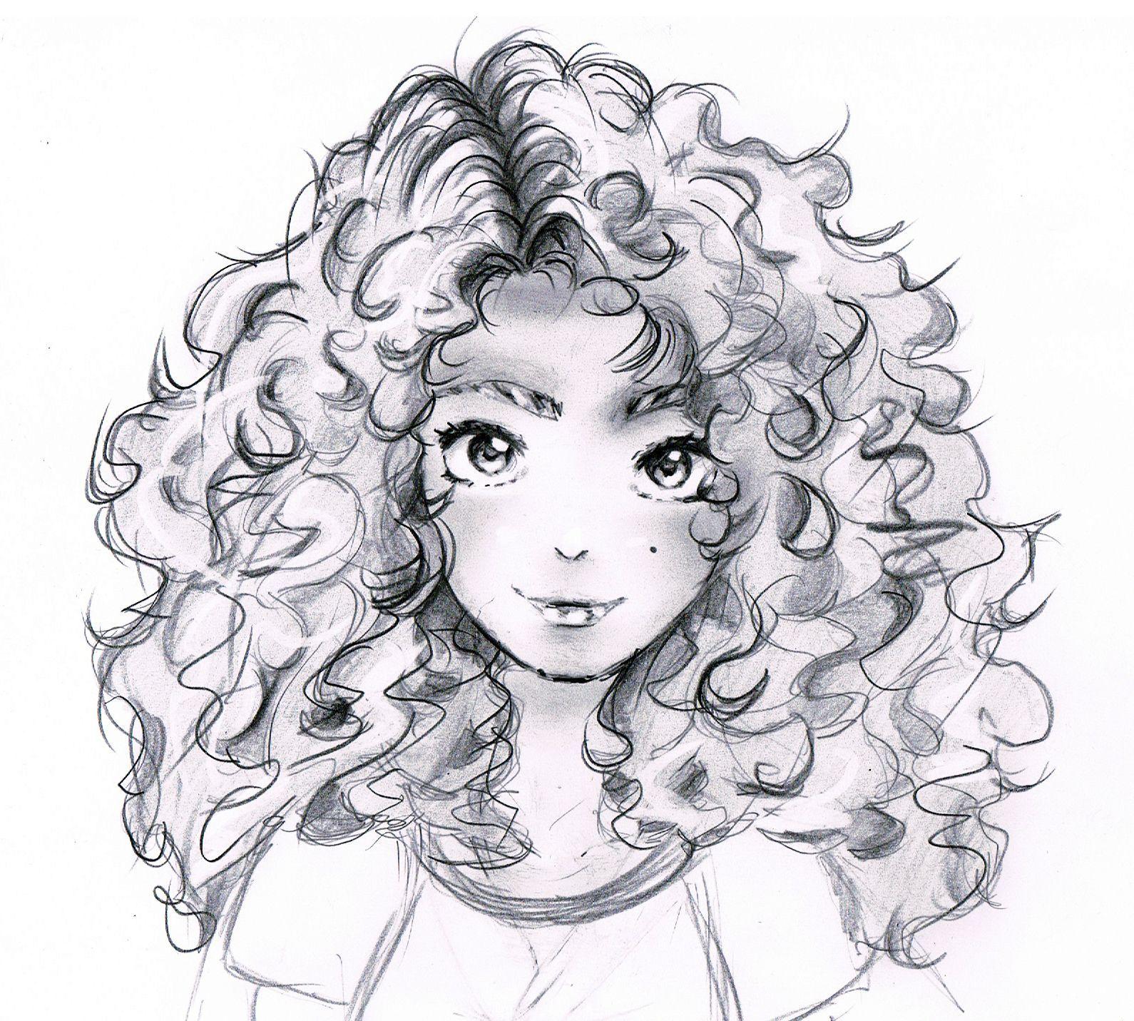 Personnage manga cheveux bouclés