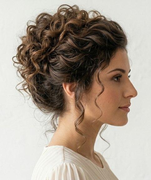 Coiffure élégante cheveux bouclés