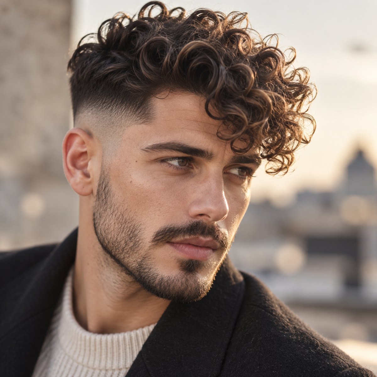 Undercut avec volume de boucles homme