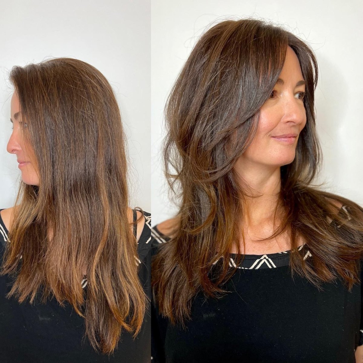 Avant après wolf cut cheveux épais