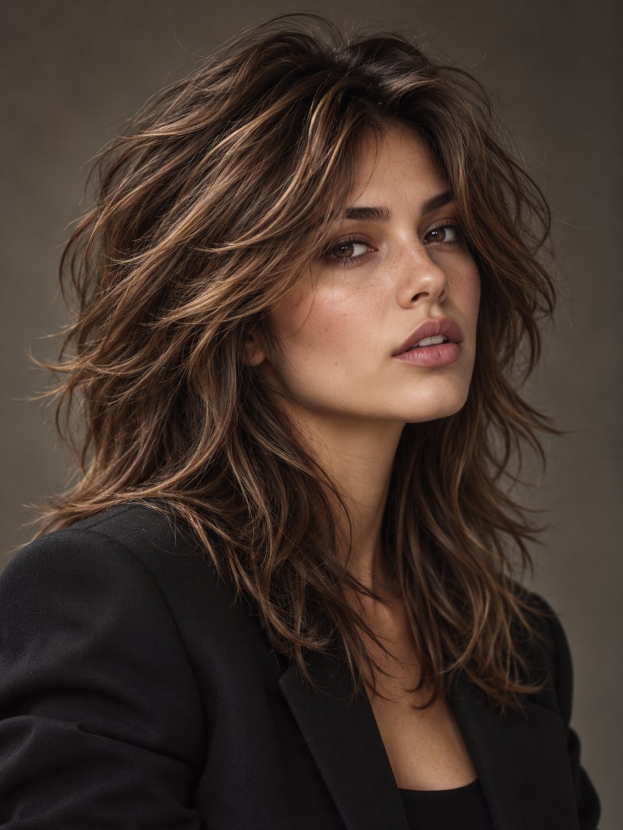 Wolf cut volume racines cheveux épais